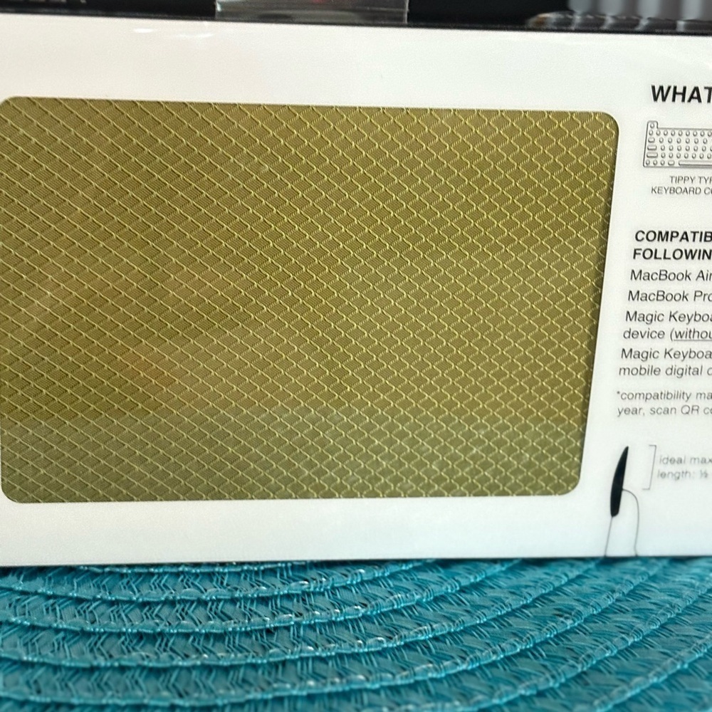 TippyType Long Nail Keyboard Cover. Matte Black . Olive green carrying case.